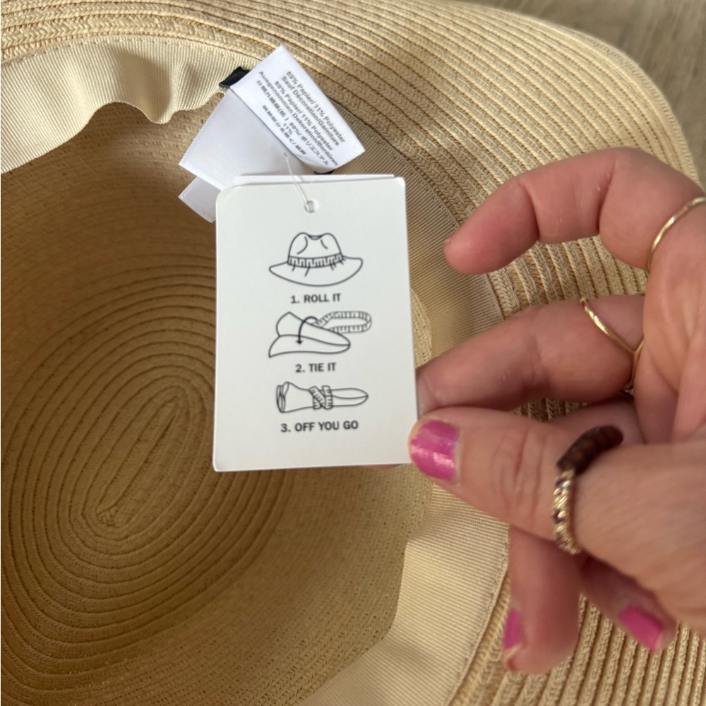 NWT j crew packable Straw hat with Leopard Band size S/m - Picture 6 of 7